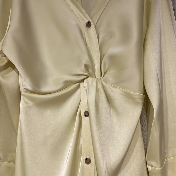 Nanushka Satin Dress Lime Yellow Size Medium - Picture 4 of 7